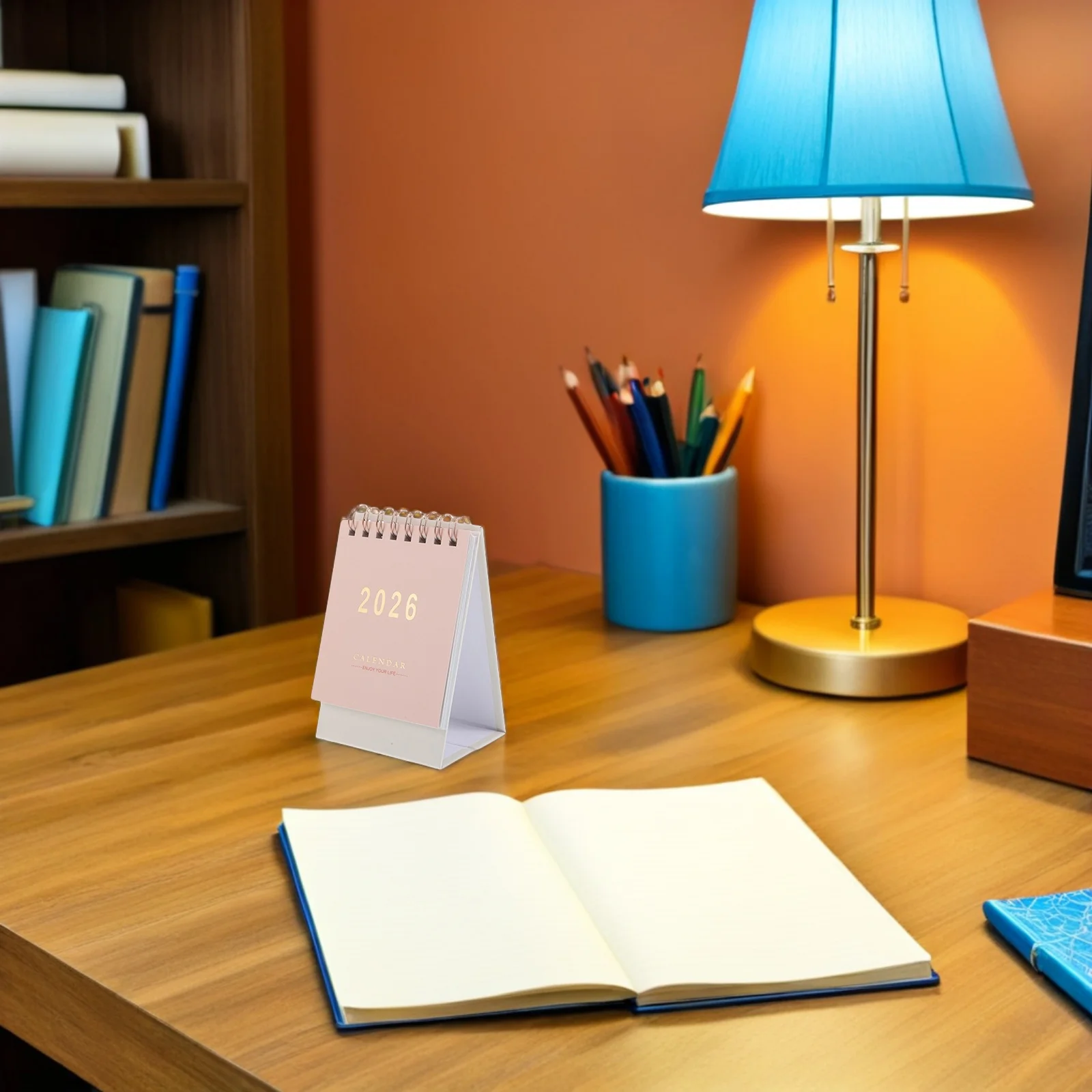Calendrier de bureau quotidien, 6 pièces, décoration de bureau académique, Mini planificateur pliable, mémo 2026