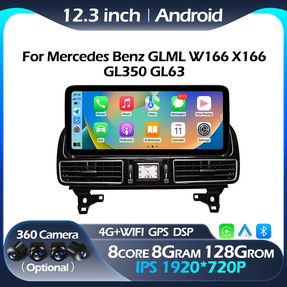 For Mercedes Benz GLML W166 X166 GL350 GL63 Android Auto Carplay Car Raido GPS Navigation Multimedia Player Video Wireless