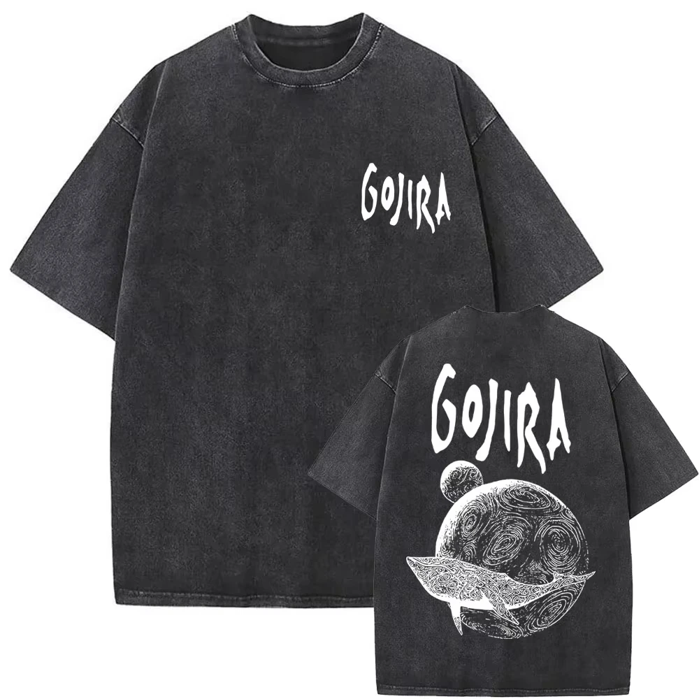 

Винтажная футболка с принтом металлической группы Gojira: From Mars To Sirius, летающие киты, змеи. Мужская модная футболка оверсайз.