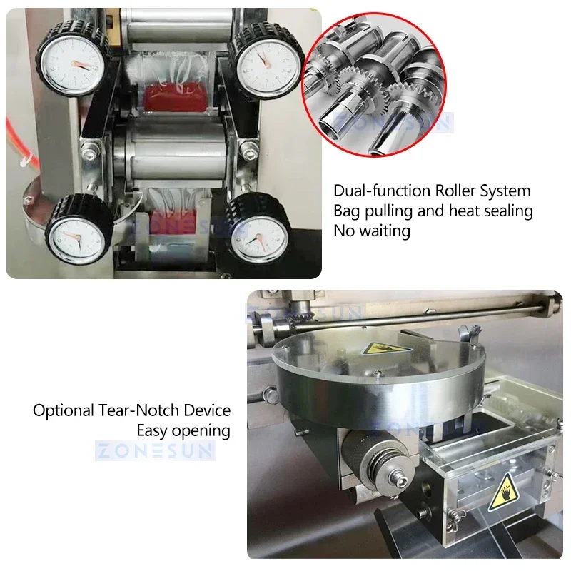 ZONESUN Automatic Sachet Packaging Machine VFFS Bagger Sauce Pouch Packing Ketchup Chili Paste Filling Equipment ZS-LX120