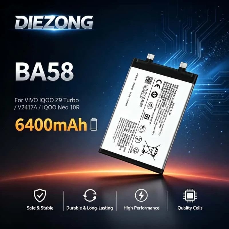 6400mAh New BA58 Suitable for VIVO IQOO Z9 Turbo/V2417A/IQOO Neo 10R Mobile Phone Battery High Magnification Fast Shipping