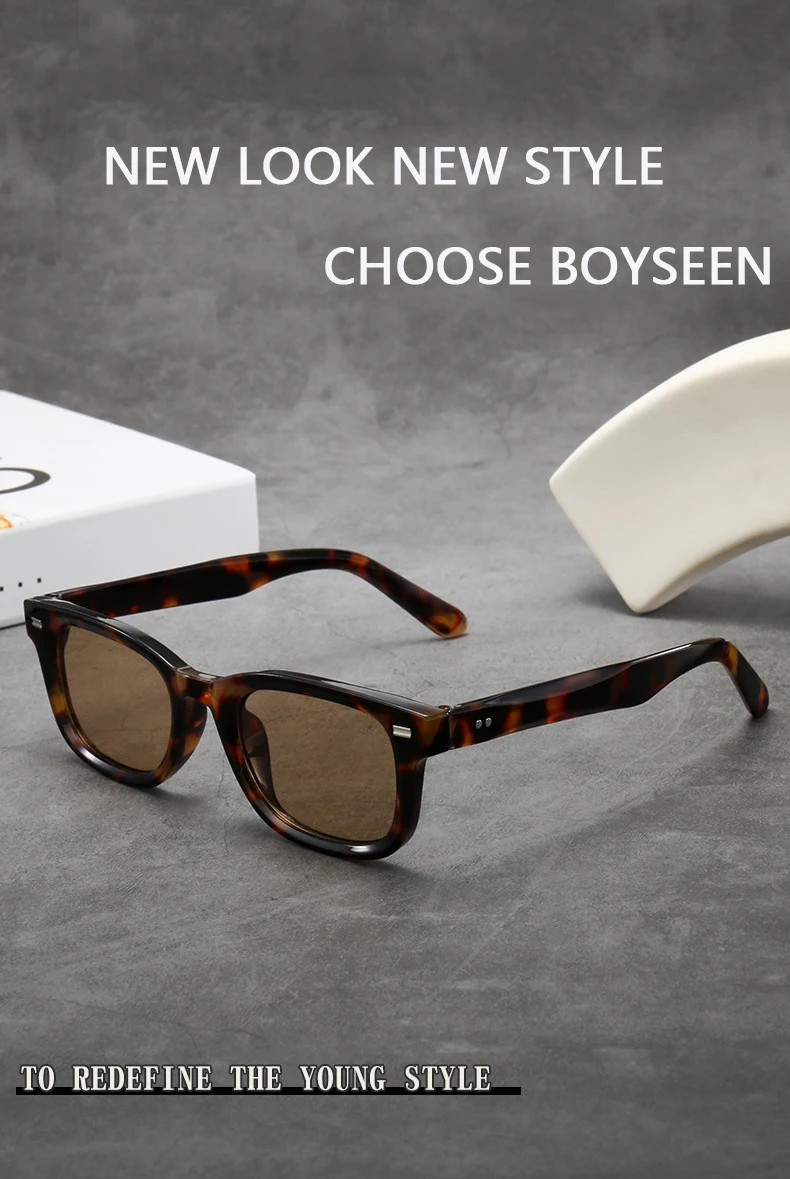 Herren-Sonnenbrille mit dickem Rahmen, Retro-Stil, braun, schmaler Rahmen, Hip-Hop-Stil, Rapper-Brille, Urlaubs-Sonnenbrille, UV400 – Detail 1