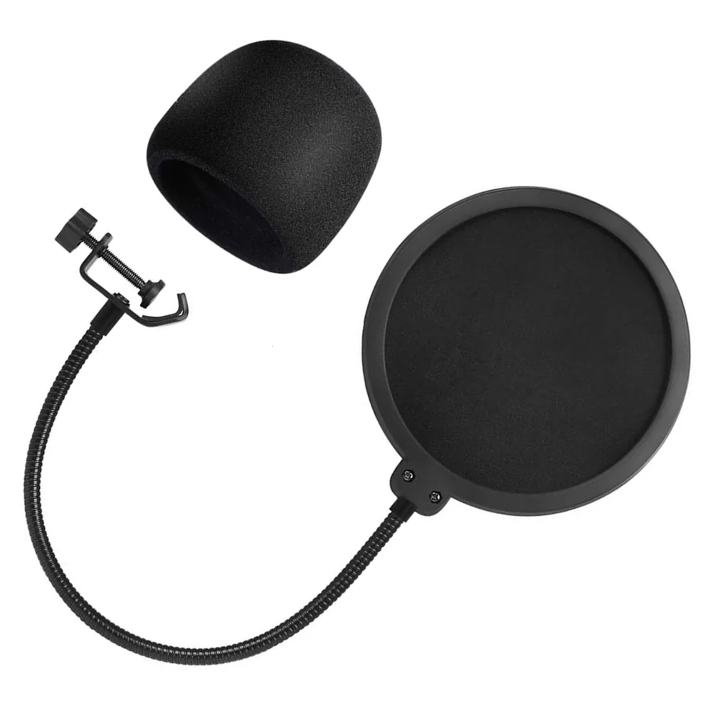 

1 Set Double Layer Studio Microphone Mic Sponge Cover Wind Screen Filter Mask Shield Sponge Cover with Adjustable Swivel