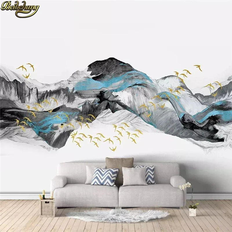 Custom Photo Wallpaper TV Background Decor blue artistic landscape TV background Mural Wallpaper roll decoration home Stickers