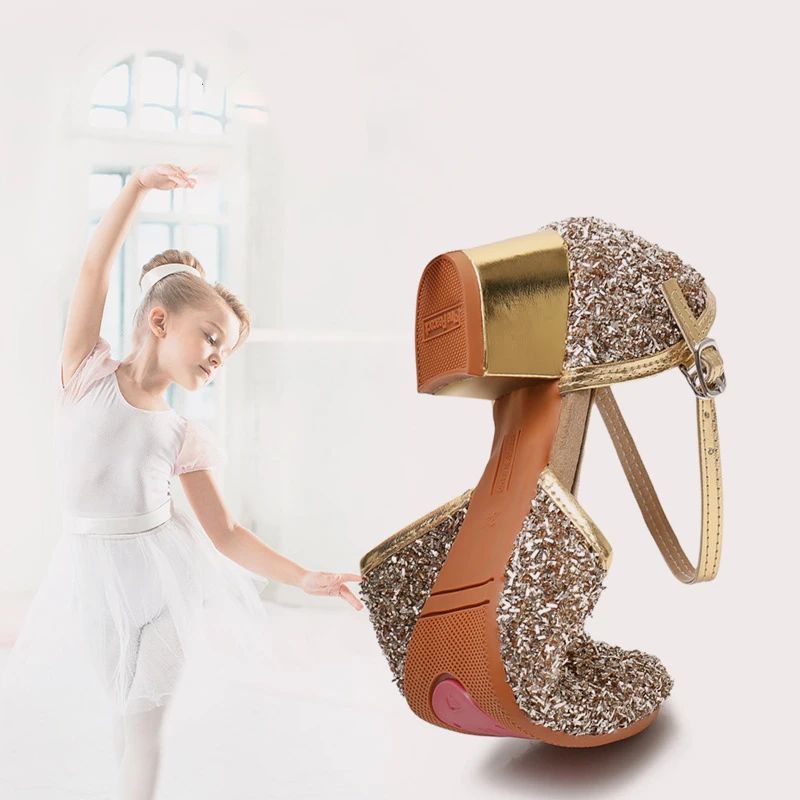 新しい女の子社交ダンスシューズ子供ローヒールレディース女性ラテンダンスシューズ子供プロのダンスシューズ