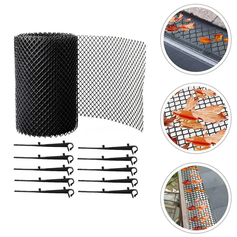 B50C Strainer 2 Set Gutter Guard Mesh Protector Screen Roll Anti- Falling Leaf Guard Leaf Protection Cover To Gutter Drain Durab