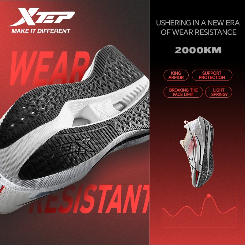 Xtep 2000km 5.0 Running Shoes Soft Marathon Sneakers Cushion Durable Professional Combat Street Lightweight Shoes 874119110023
