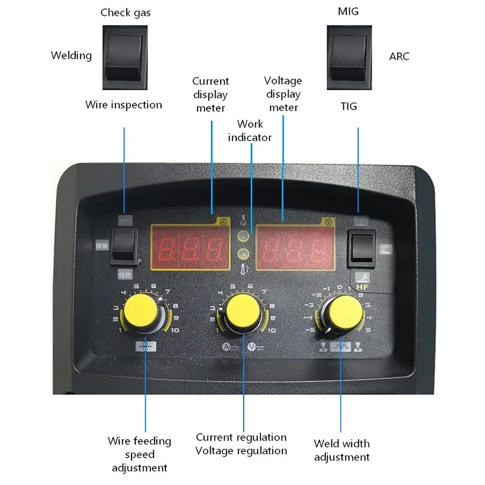 Saldatrice TIG 6 in 1 MMA Saldatore ad arco Inverter IGBT Pistola a bobina Saldatore MIG Nessun gas e gas Saldatrice multifunzione Strumento MIG