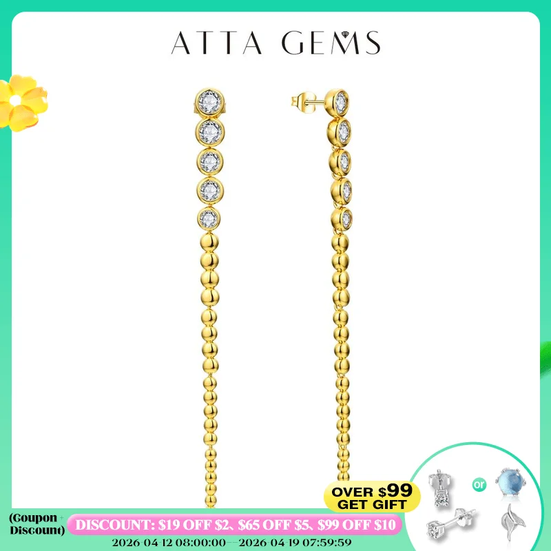 

ATTAGEMS 2024 Luxury Diamond Moissanite Drop Earrings for Women Orginal S925 Sterling Silver 18k Plated Wedding Jewelry Travel