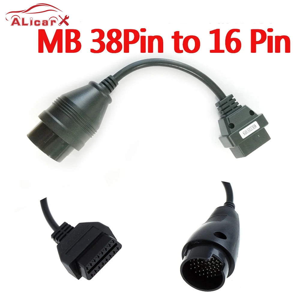 High Quality MB 38 Pin to 16 Pin OBD2 OBD II Diagnostic Adapter For Mercedes-benz 38Pin cables OBD Connector/for bmw 20pin Cable