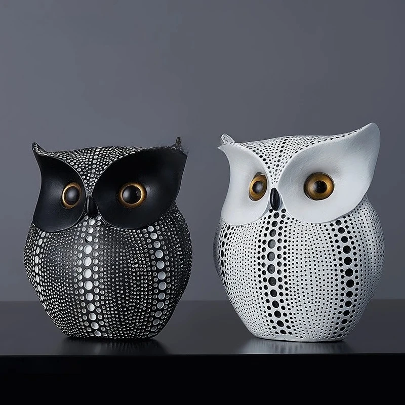 

ZK Nordic wine cabinet small ornament owl polka dot artwork soft decoration office desktop bookshelf modern simple decoration
