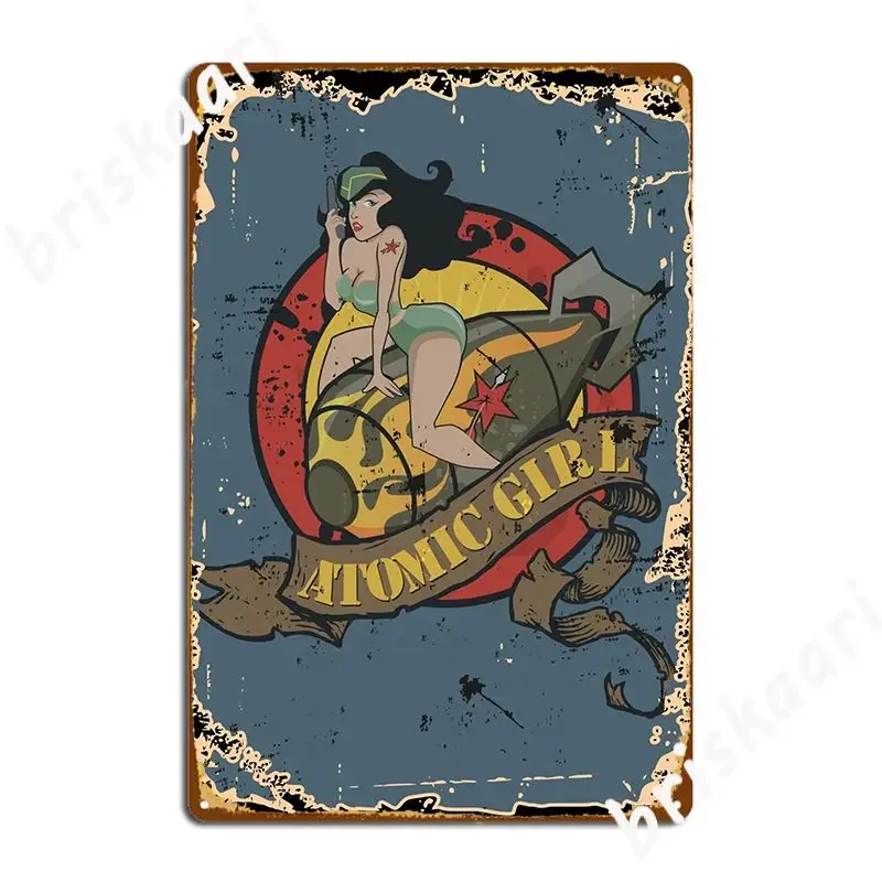 Atomic Pin Up Girl Poster Metal Plaque Decoration Cinema Kitchen Bar Cave Poster Tin Sign Posters