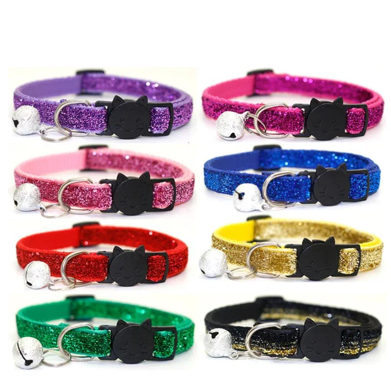 Cute Puppy Frosted Cat Collar ABS Adjustable Strap Small Pet Cat Kitten Collar with Bell Pet Cat Collar