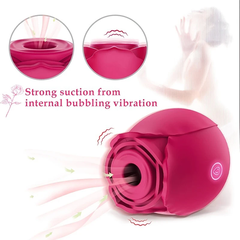 Rose-toy-vibrador de succión para mujer, potente estimulador Oral de clítoris y pezón, masajeador, productos para adultos, Juguetes sexuales para mujeres, USB