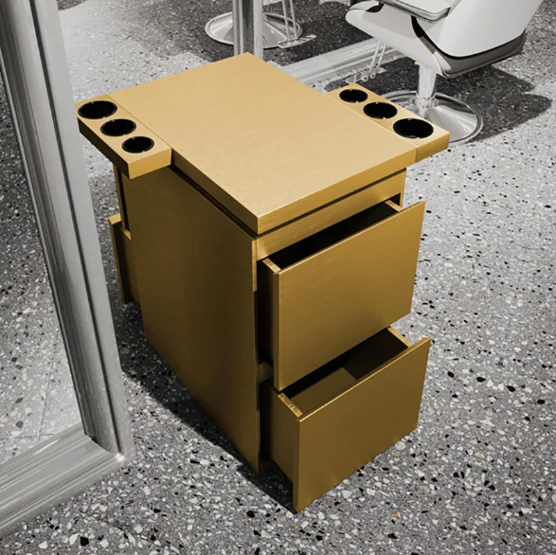 Barber Shop Tool Counter, Hair Salon Dedicated Stainless Steel Hairdressing Double-sided Cabinet