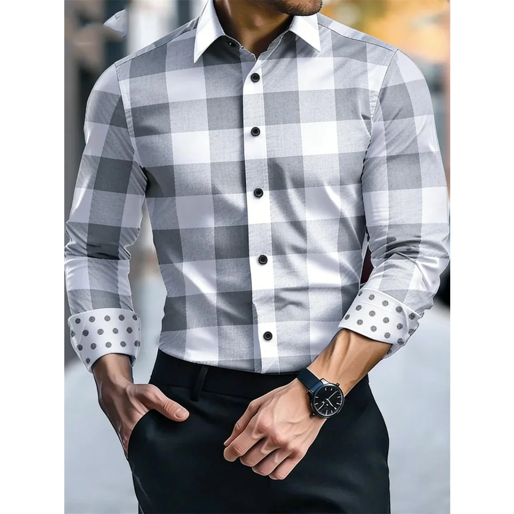 

Fashion Square stripe patterns 3D Print Mens Long Sleeve Shirt Autumn Button Down Casual Animal Shirt Lapel Mens Clothing Tops