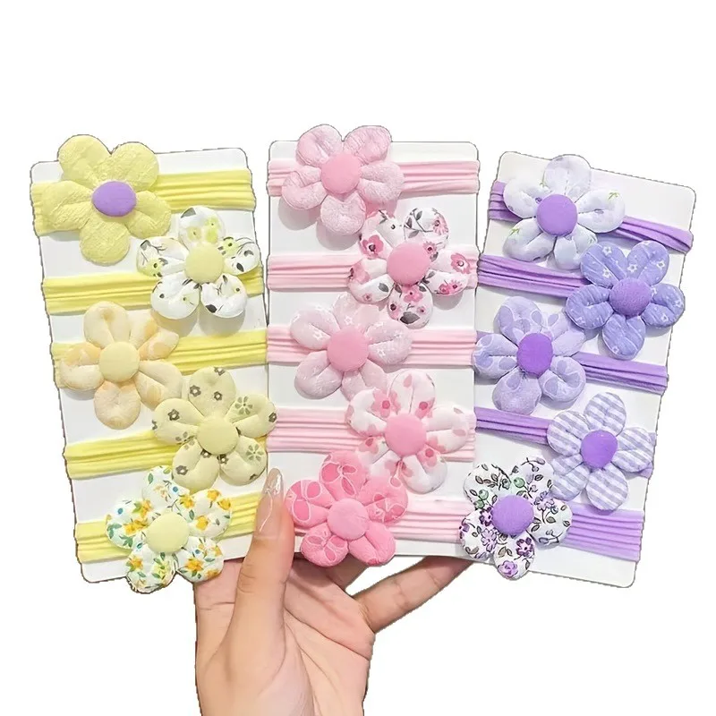 1 Pack Children Flower Hair Ties Cute Girl Headwear Elastic Girl's Hair Accessories with Rubber Band Bow Hair Band