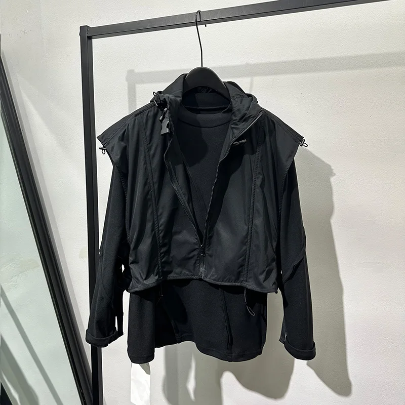 เสื้อกั๊ก TIFICY High Street รุ่นผู้ชาย สไตล์ดิฟเฟอร์เทนท์ สำหรับทำงานกลางแจ้ง ทรงสั้นหลวม มีฮู้ด เสื้อแจ็คเก็ตแขนกุดระดับไฮเอนด์ยอดนิยม