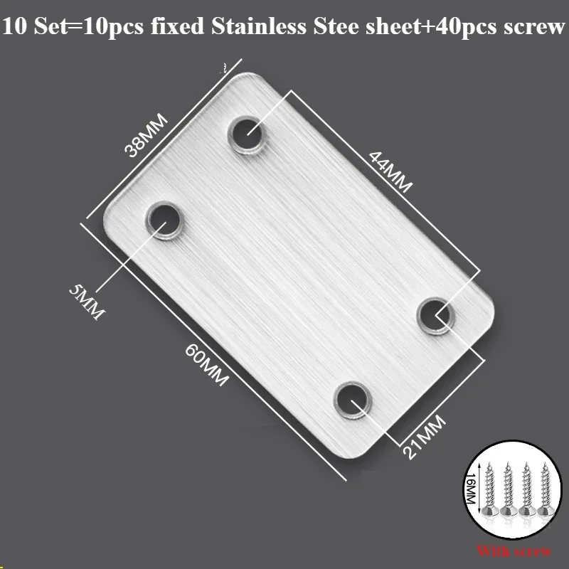 10Pcs Stainless Steel Angle Code Fixing Bracket Iron Plate for Furniture Quick Links With Screw
