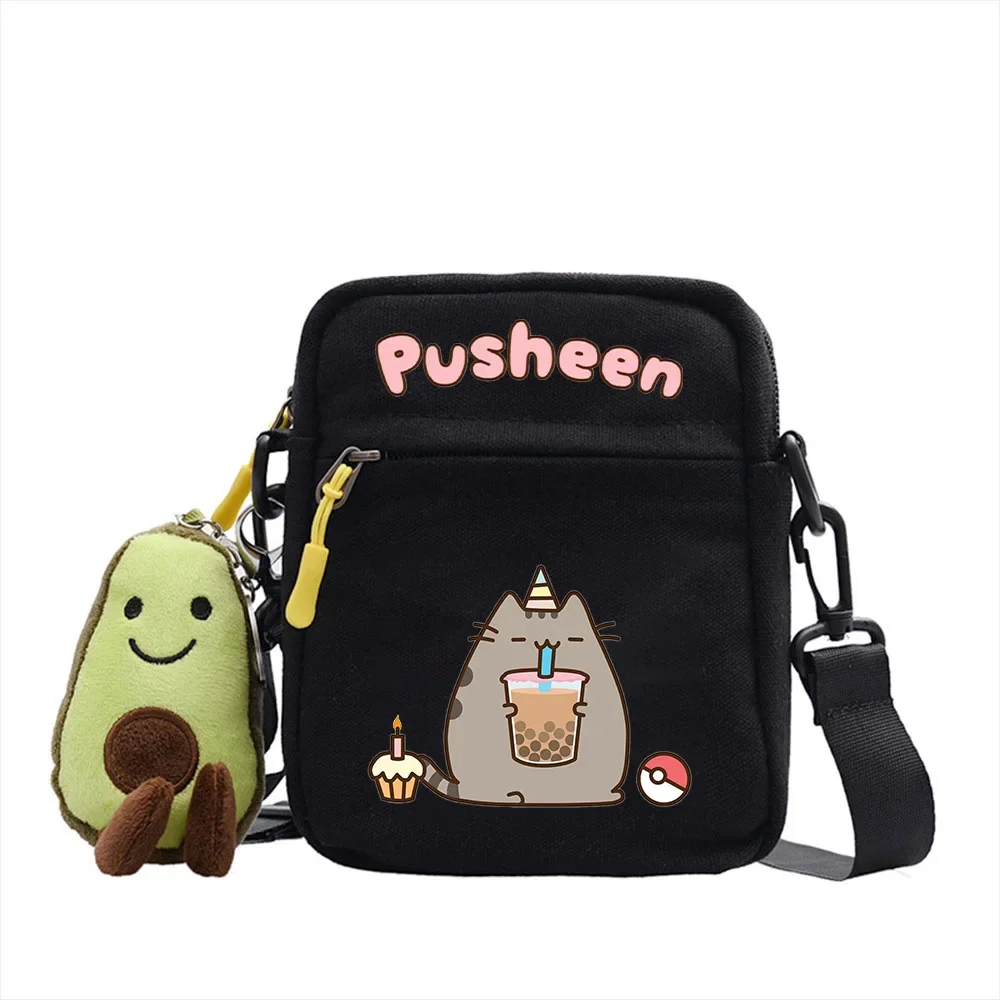 Pusheen Cat New Shoulder Bag Kawaii Cartoon Figure Canvas Crossbody Bags Fashion Square Bags Satchel Travel Bag Sports Bags Gift