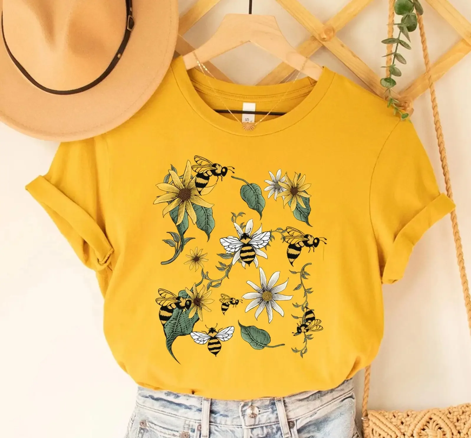 Bumble Bee T Shirt Lover Cute Wildflower Insect