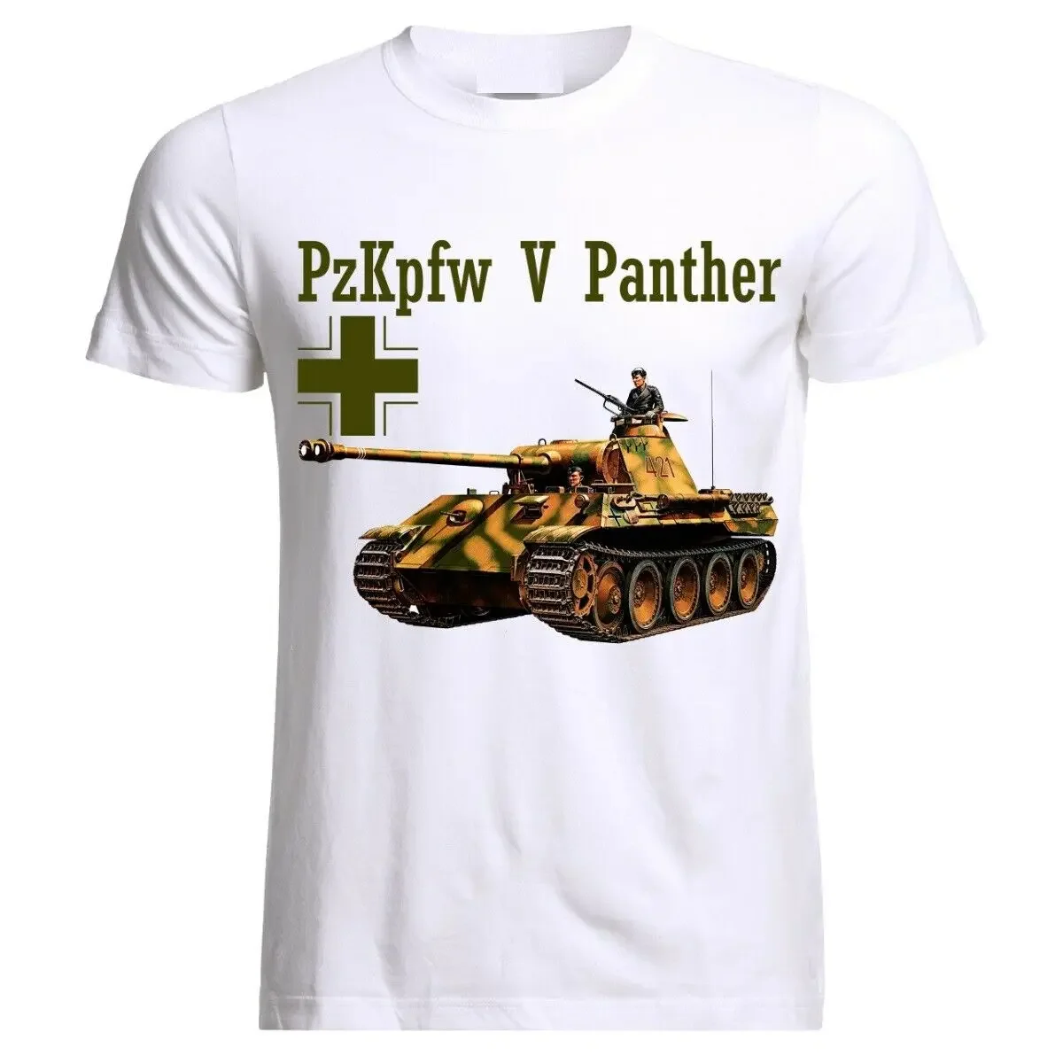 WW2 PzKpfw 5 Panther Tank Panzer Army Men T-Shirt Short Sleeve Casual 100% Cotton Shirt