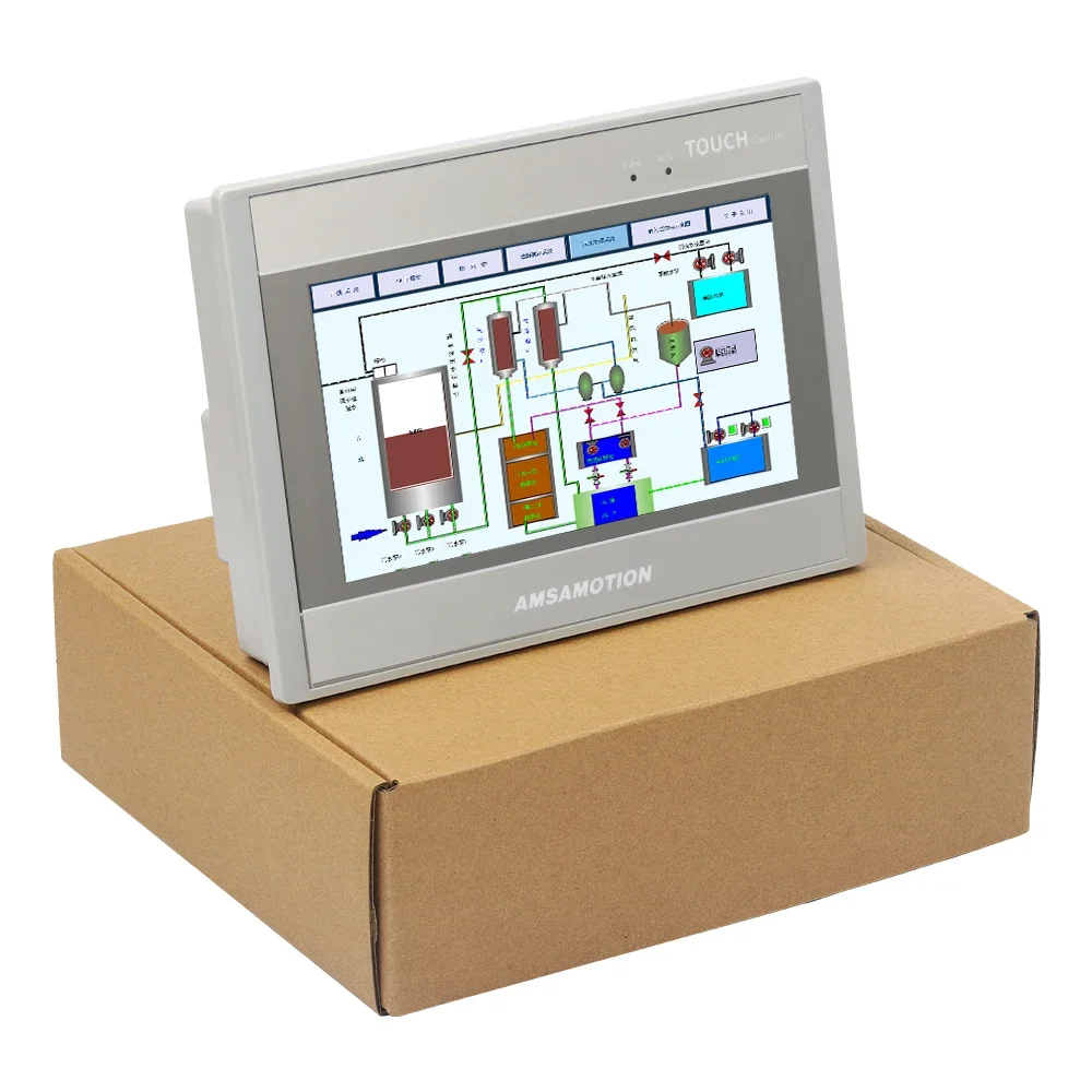 AMSAMOTION new All-in-one Machine 4G Wifi HMI Machine 7'' Inch AMX-FX3U+MCGS Touch Screen 16I 16O 5AI 2AO PT100 MM7A7A-32MR