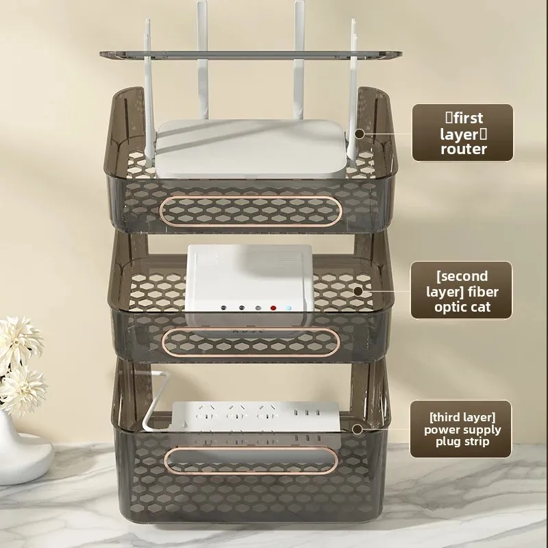 WiFi Wireless Router Storage Box, Desktop Set-Top Box Holder, Home Modem Placement Box, Living Room Power Cable Organizer ABS