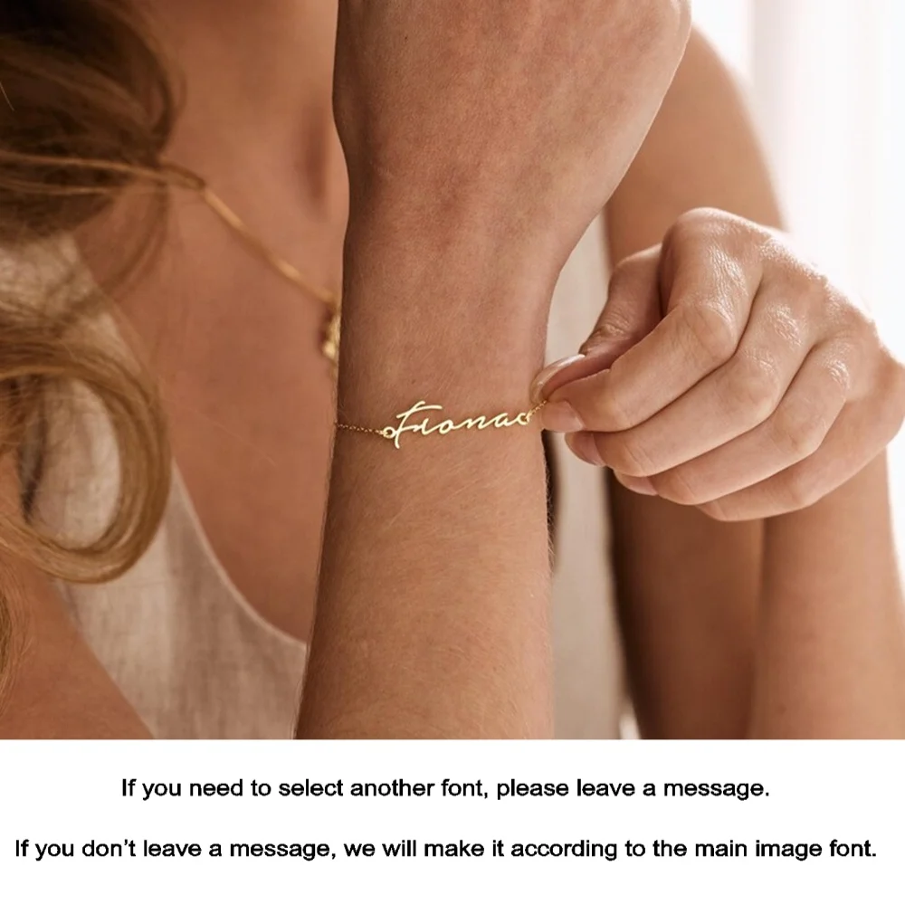 

Fashion signature art font custom name bracelet 18K, high-quality waterproof women's bracelet, exclusive personalized gift