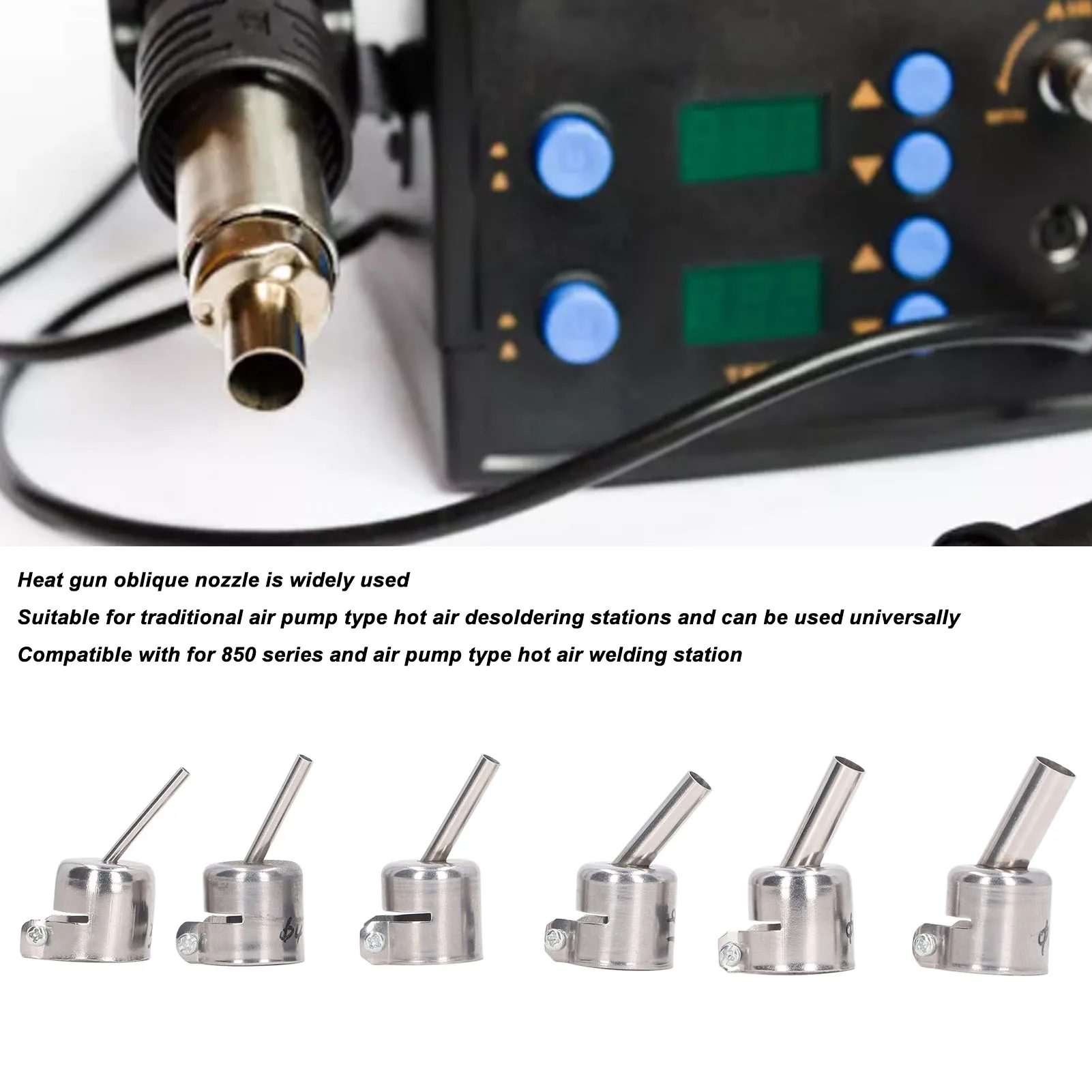 6Pcs 850 Heat Gun Nozzle Kit Aluminum Alloy 3 4 5 7 8 10mm Hot Air Gun Tips Soldering Station Supplies