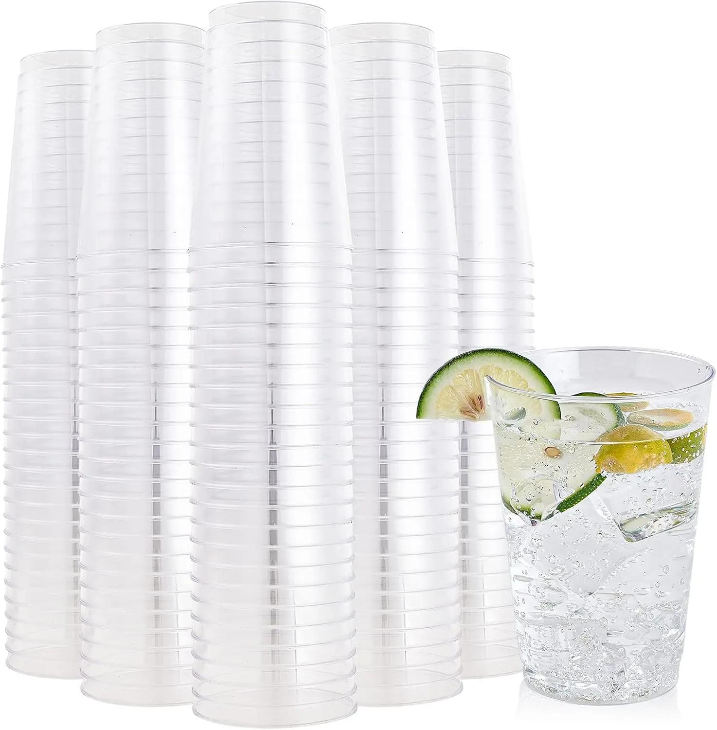 

200 Pack 12 oz Clear Plastic Cups, Reusable Heavy-duty Tumblers for Party, Thanksgiving, Halloween, Christmas