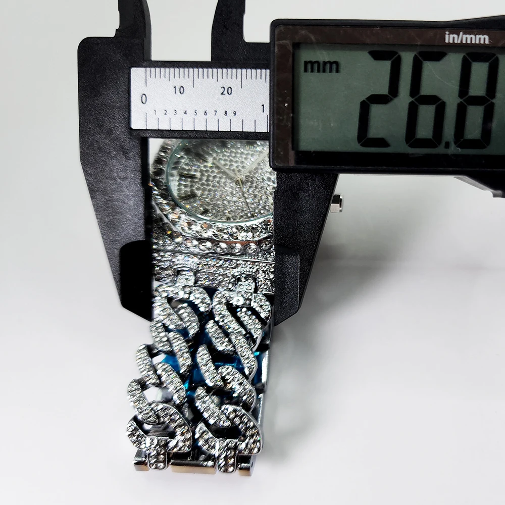 مثلج خارج ساعة للرجال الفاخرة الماس Watche الكوبية ربط سوار تصميم عصري كوارتز ساعات المعصم للرجل uhrenleri herren #6