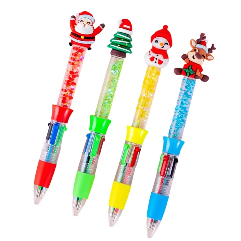 Multicolored Pen 4Pcs 0.5MM Pen Tip Smooth to Write 4 Color-in-1 for Student Artist Writing Christmas Stocking Fillers K1KF