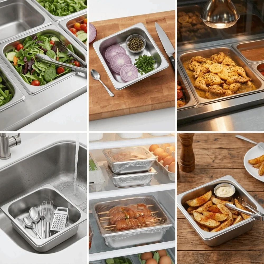 Anti Corrosion Rustless Food Pan Thickened High Temperature Resistant Storage Box Stackable Square Serving Basin Kitchen