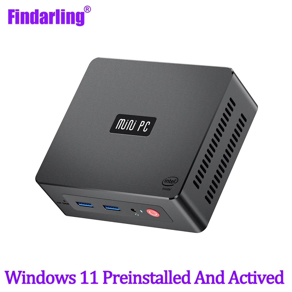 미니 PC 인텔 제미니 레이크 J4125 컴퓨터, 윈도우 11, DDR4 8G SSD, 128GB, 256GB, 듀얼 밴드 와이파이 RJ45, 2 * HD-MI 지지대 HDD, FD31671483