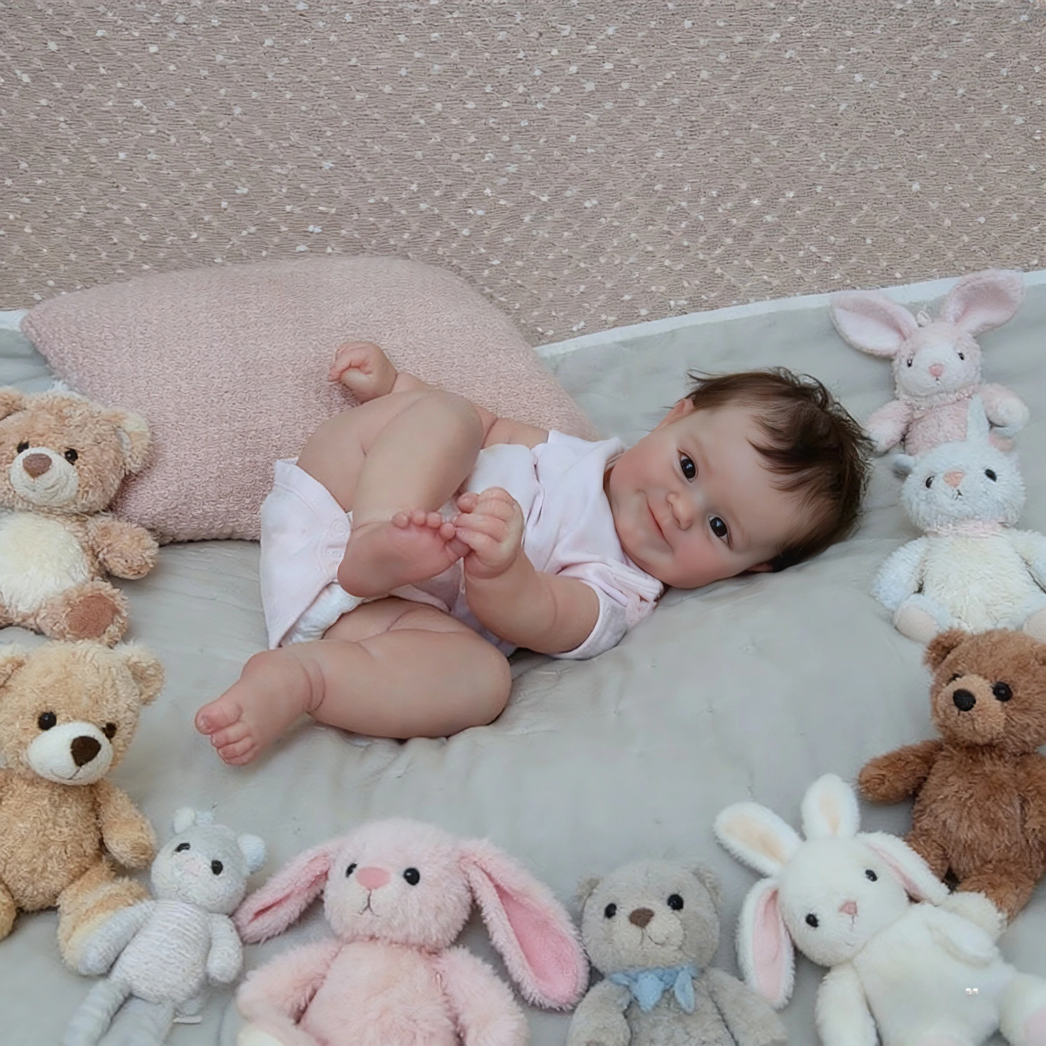 NPK 19'' High Quality Hand-painting 3D Skin with Many Detailed Veins Reborn Maddie Soft Body Lifelike Baby Collectible Art Doll