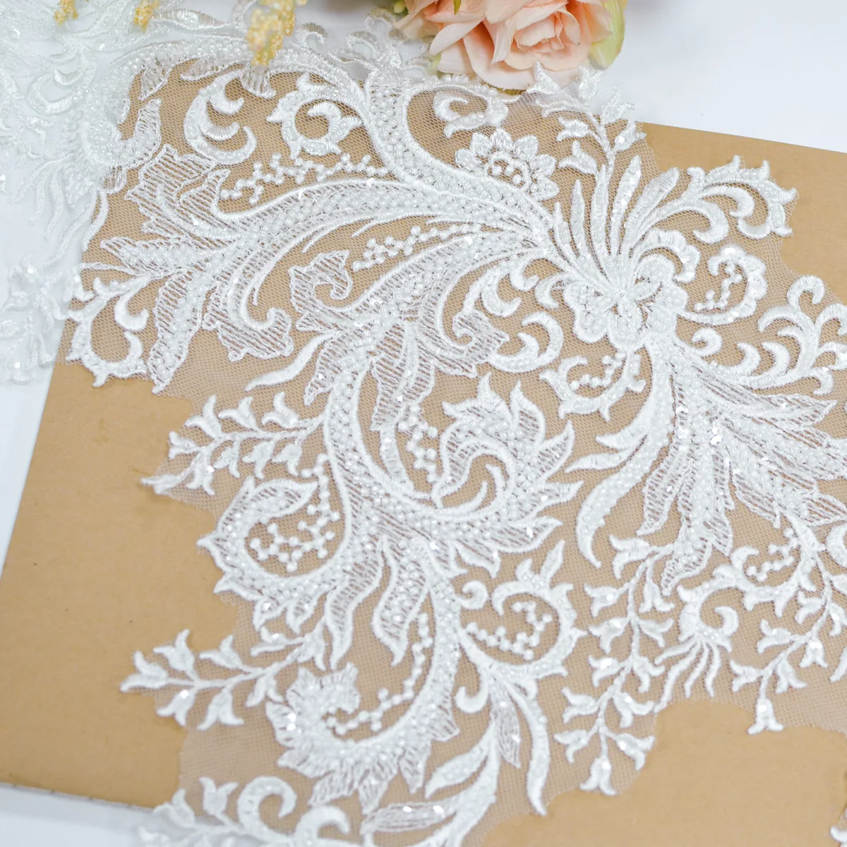 Summer Small Floral Sequins Bohemian Plant Pattern White Lace High 32cm Clothing Wedding Accessories