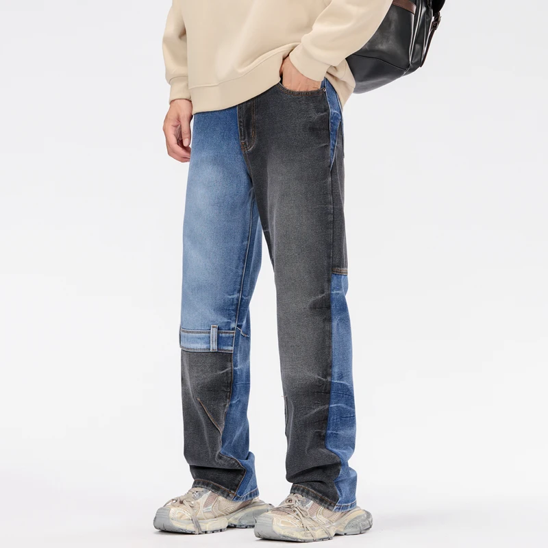 

High Quality Brand Streetwear Ttide Jeans for Men, Color Collision Casual Jeans