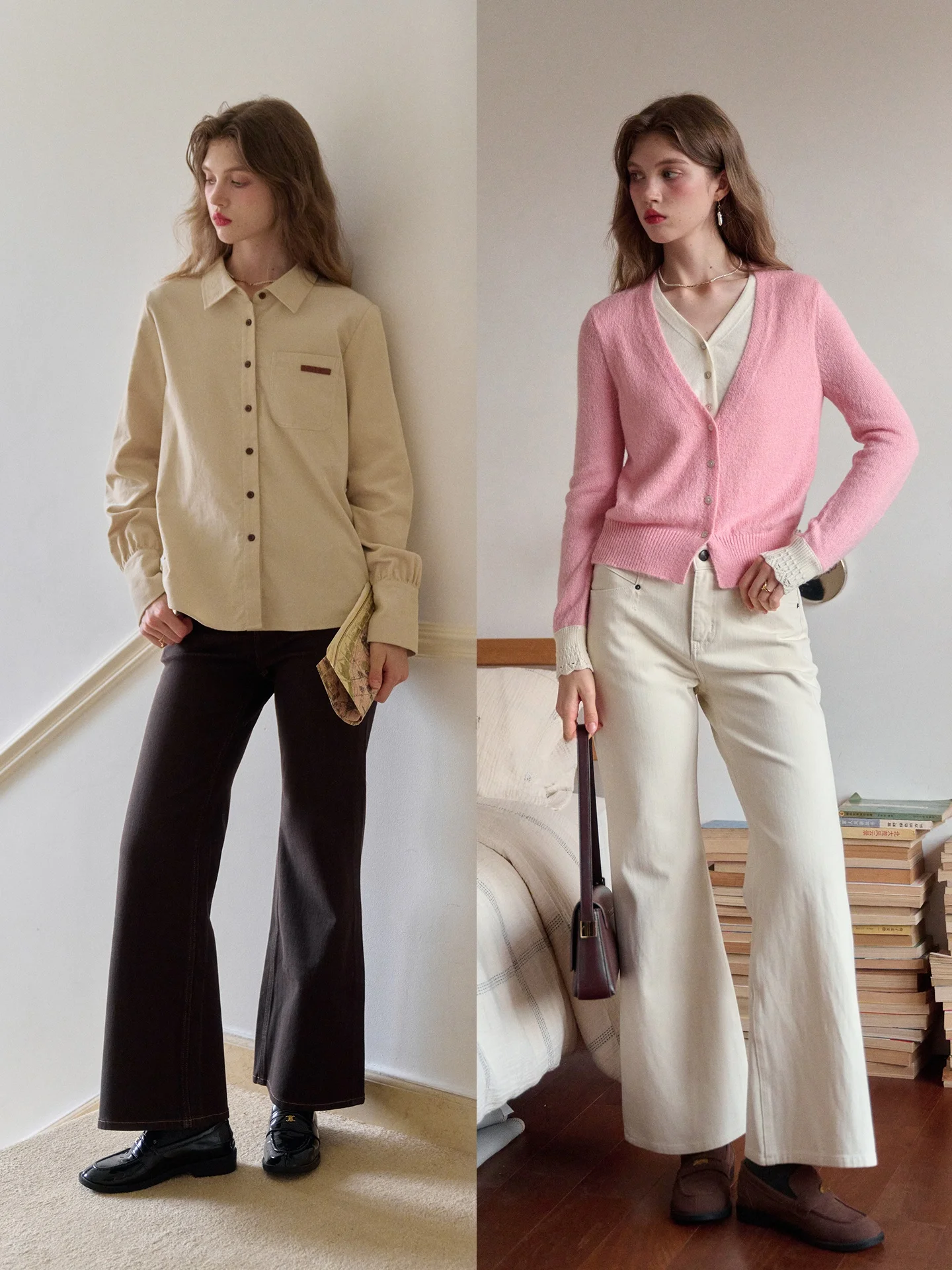 Retro High Waist Straight Leg Bell Bottom Jeans Women's Versatile Wide Leg Long Pants Spring Must-Have Fashion Cotton Zipper