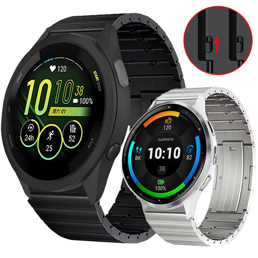 

22mm Quick-release Titanium Strap for Garmin Venu 2 3/Vivoactive 4 Stainless steel Belt for Garmin Forerunner 965 955 265 Band