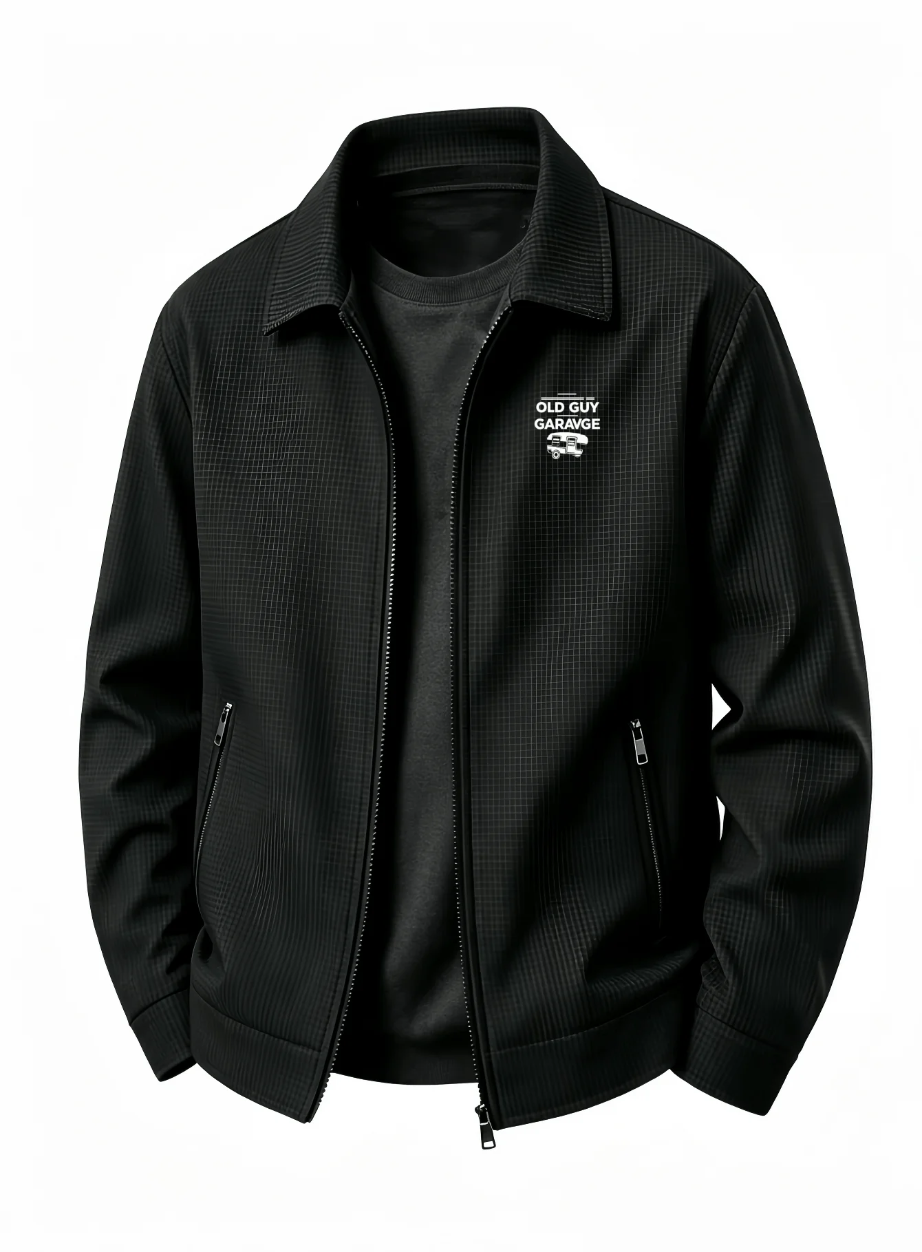 Men's Lightweight Collar Zipper Jacket Spring and Summer Men's High-end Business Casual Jacket Lightweight Texture