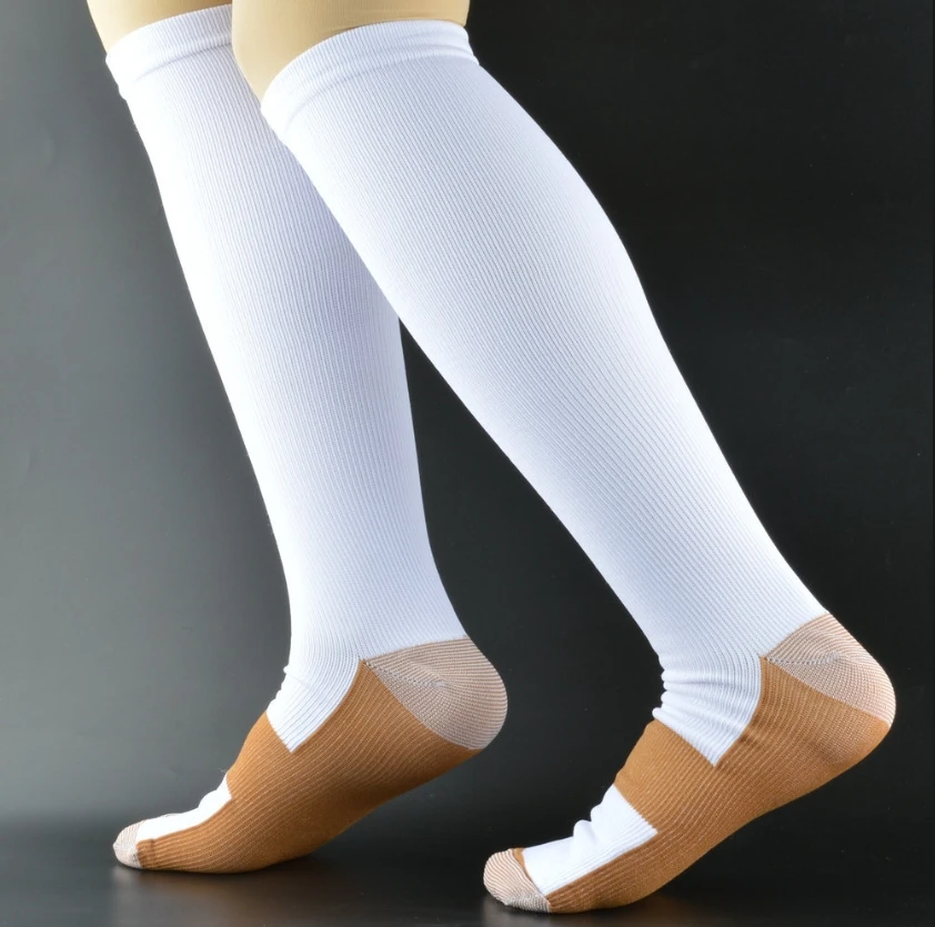6 Paar Kupferionen-Sport-Kompressionssocken für Männer und Frauen, einfarbige Kompressions-Drucksocken für Radfahren, Fußball, Basketball – Detail 7