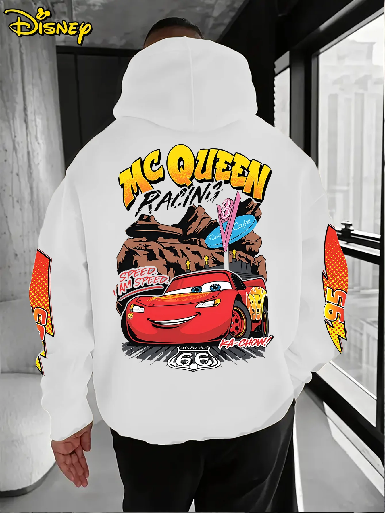 

Толстовка с капюшоном Lightning McQueen для мальчиков, мужская семейная одежда, свитер с капюшоном для отца и сына, осень/зима, хлопок, свободные свободные длинные рукава большого размера