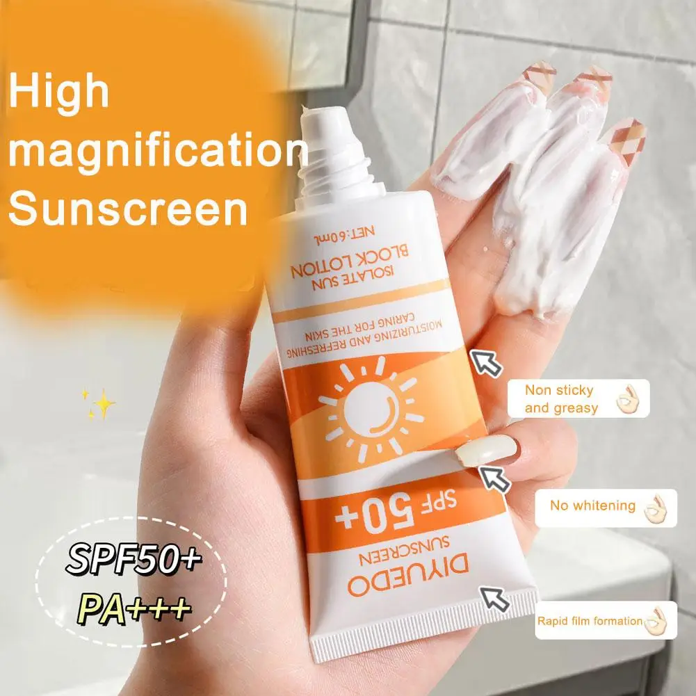 Face Sunscreen SPF50+ Whitening Oil Control Sunscreen Protective Cream Moisturizing Refreshing Isolate Ultraviolet Skincare 60ml