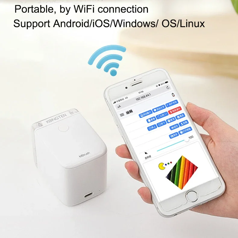 MBrush Wireless Wifi Printer Small Portable Color Printer For Mobile Phone Mini Inkjet Handheld Printers Food Printing Machine