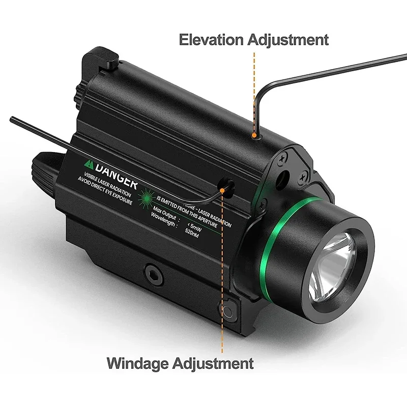 Richfire Rechargeable Mini Flashlight 1000LM Green/Red Laser Light Combo LED with Picatinny Rail Mount for Hunting Camping