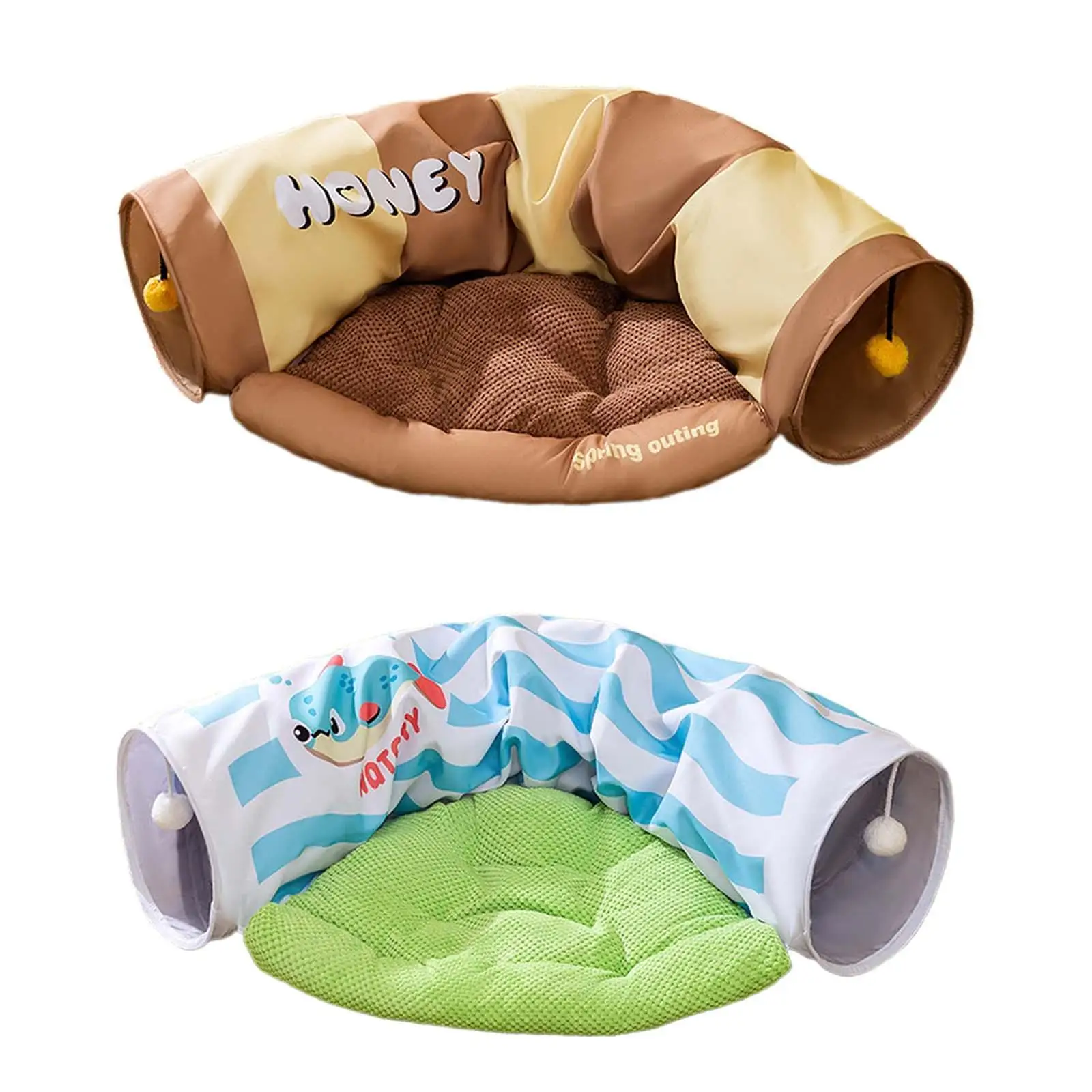 

Cat Tunnel Bed Pet Cat Toy Supplies with Removable Washable Mat Pet Play Bed