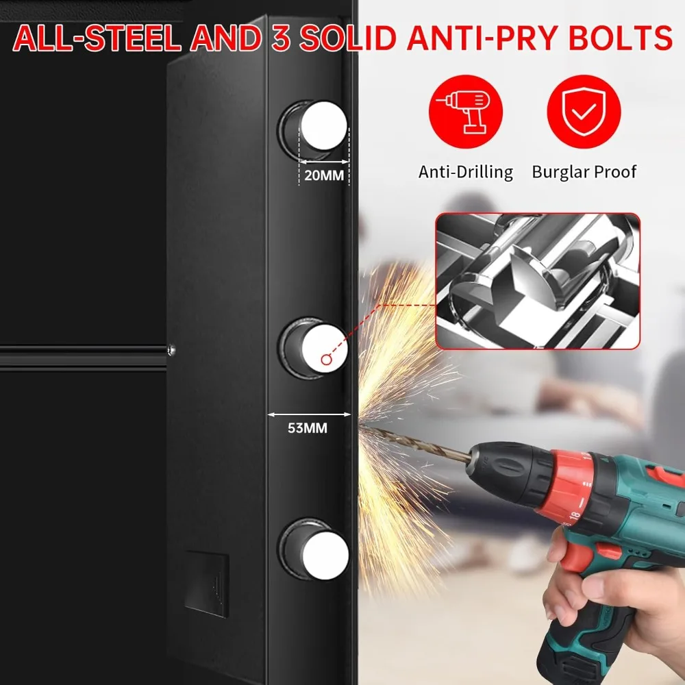 Cuft Large Home Safes Water and Fireproof, Anti-theft Document Safe for Home Use with Programmable Keypad, Alarm System