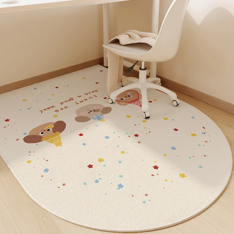 Computer Swivel Chair Tpr Anti-slip Carpet Children's Room Study Reading Area Floor Mat Cartoon Pattern Easy To Care Silent Rug