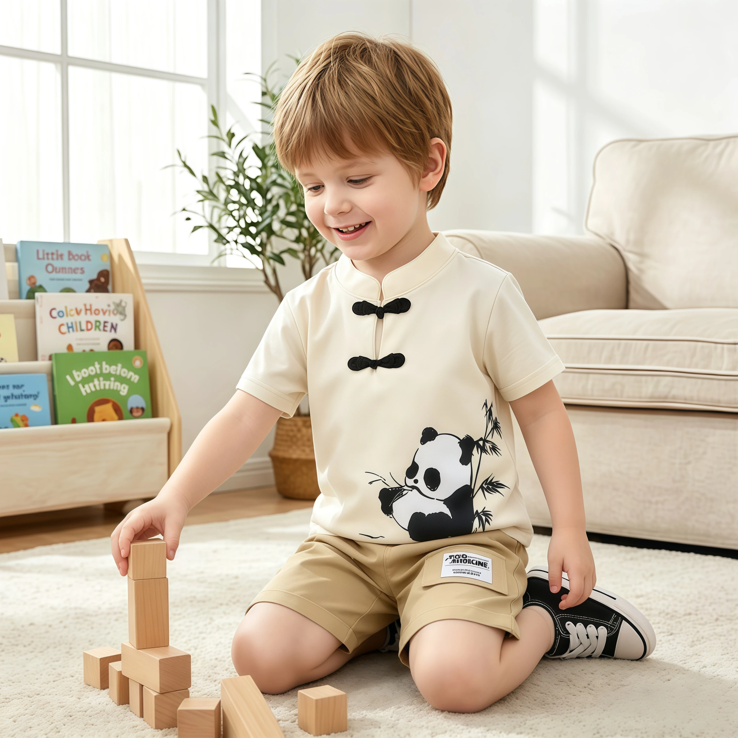 Toddler Boys Clothes 2 Pieces Fashion Summer Short Sleeve Panda Polo T-Shirt With Shorts casual  Children's Clothing Sets 2-7T